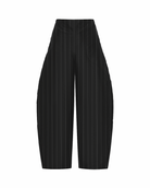 BLACK WOOL BLEND PINSTRIPE TROUSERS IN DEADSTOCK FABRIC - CUT OUT IMAGE