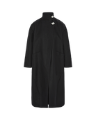 BLACK COTTON HILDA COAT IN DEADSTOCK FABRIC FRONT VIEW
