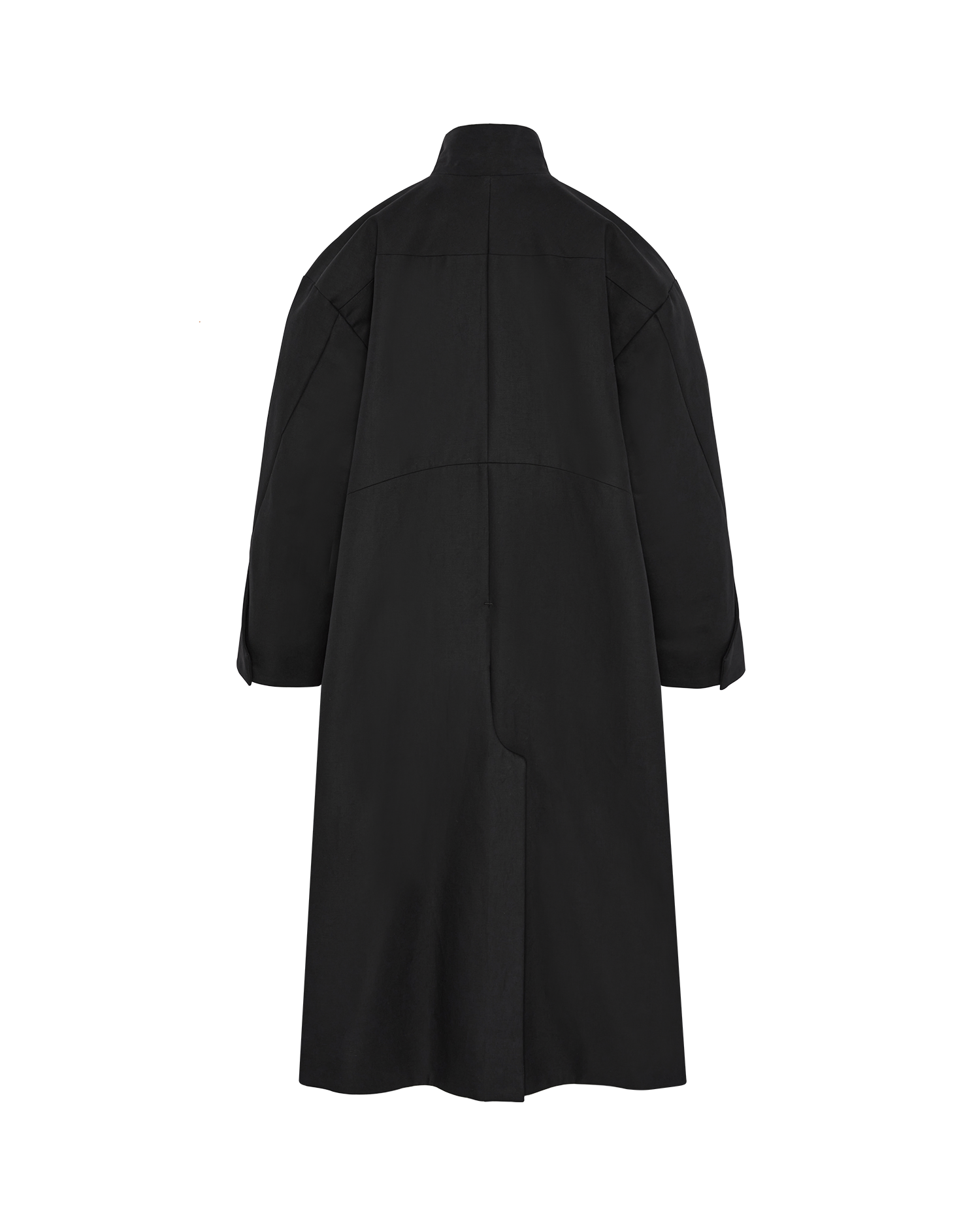 BLACK DEADSTOCK COTTON HILDA COAT IN COCOON SHAPE