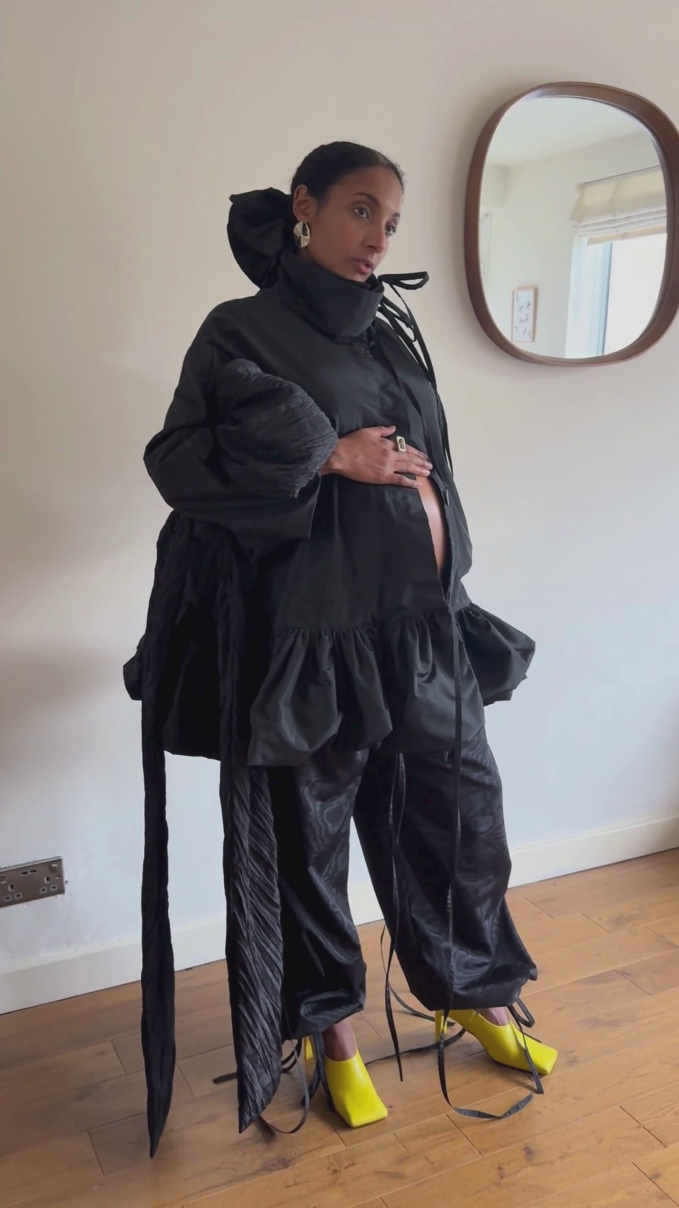 Black Deadstock Taffeta Edie Jacket | Moma Hilo