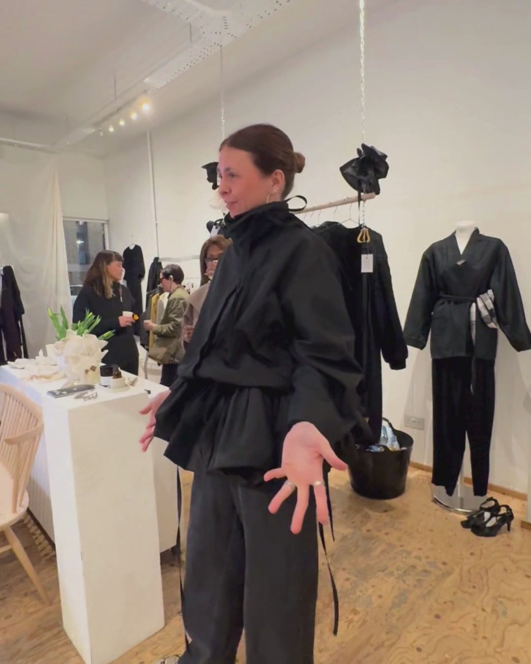 Black Deadstock Taffeta Edie Jacket | Moma Hilo